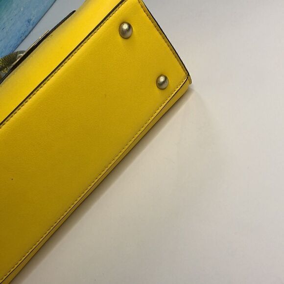 ALYSSA Vegan Leather Yellow Satchel Crossbody Bag Purse w Snakeskin Print NWT - Picture 5 of 9